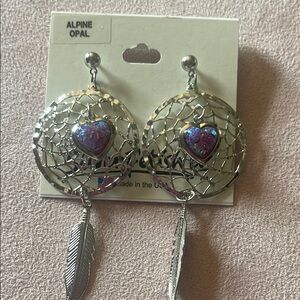 Alpine Silver and Purple Filigree Earrings